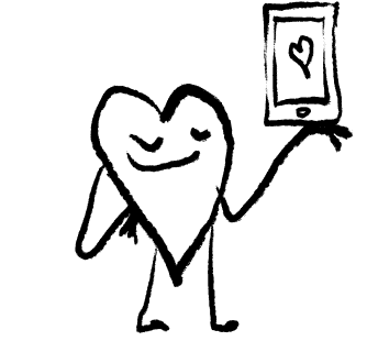 heart holds the phone with the heart icon
