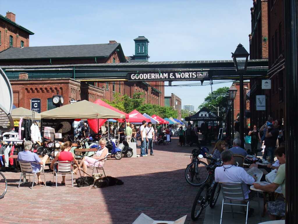 Toronto-distillery-district Crowd of people at Toronto's Distillery District